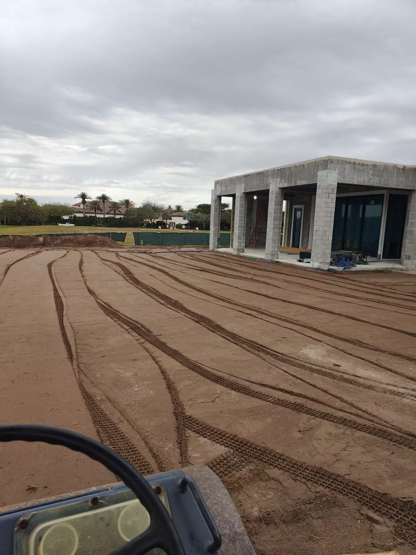 landscape rough grade, Compaction with a 12 ton roller compactor