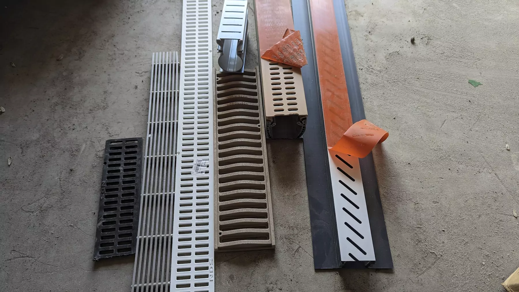 a selection of deck drains ranging from 2-4 inch