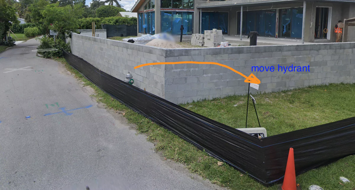 fire hydrant location before moving