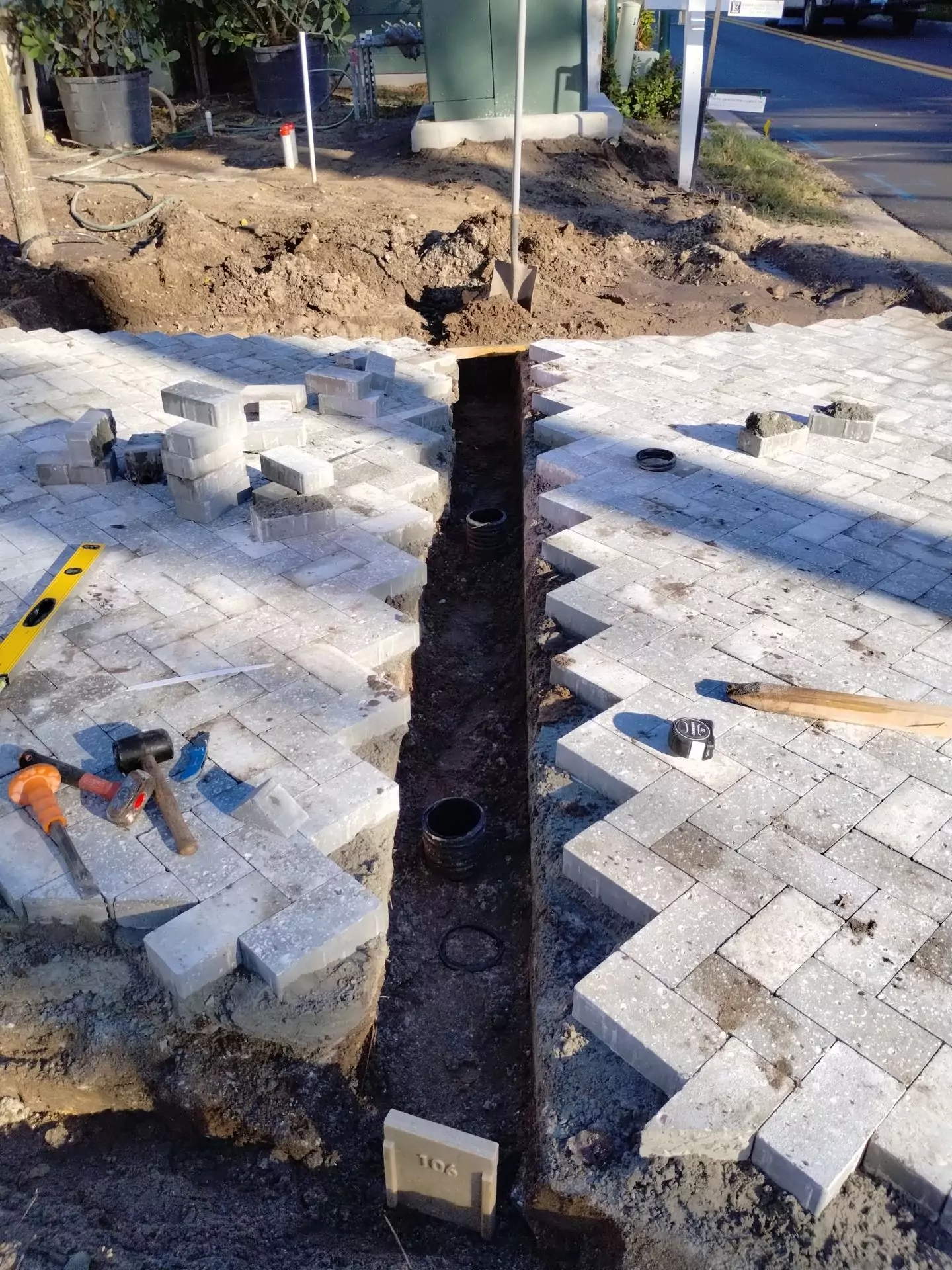 stub ups ready for the trench drain